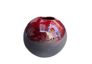 Ball vase in burgundy glazed ceramic